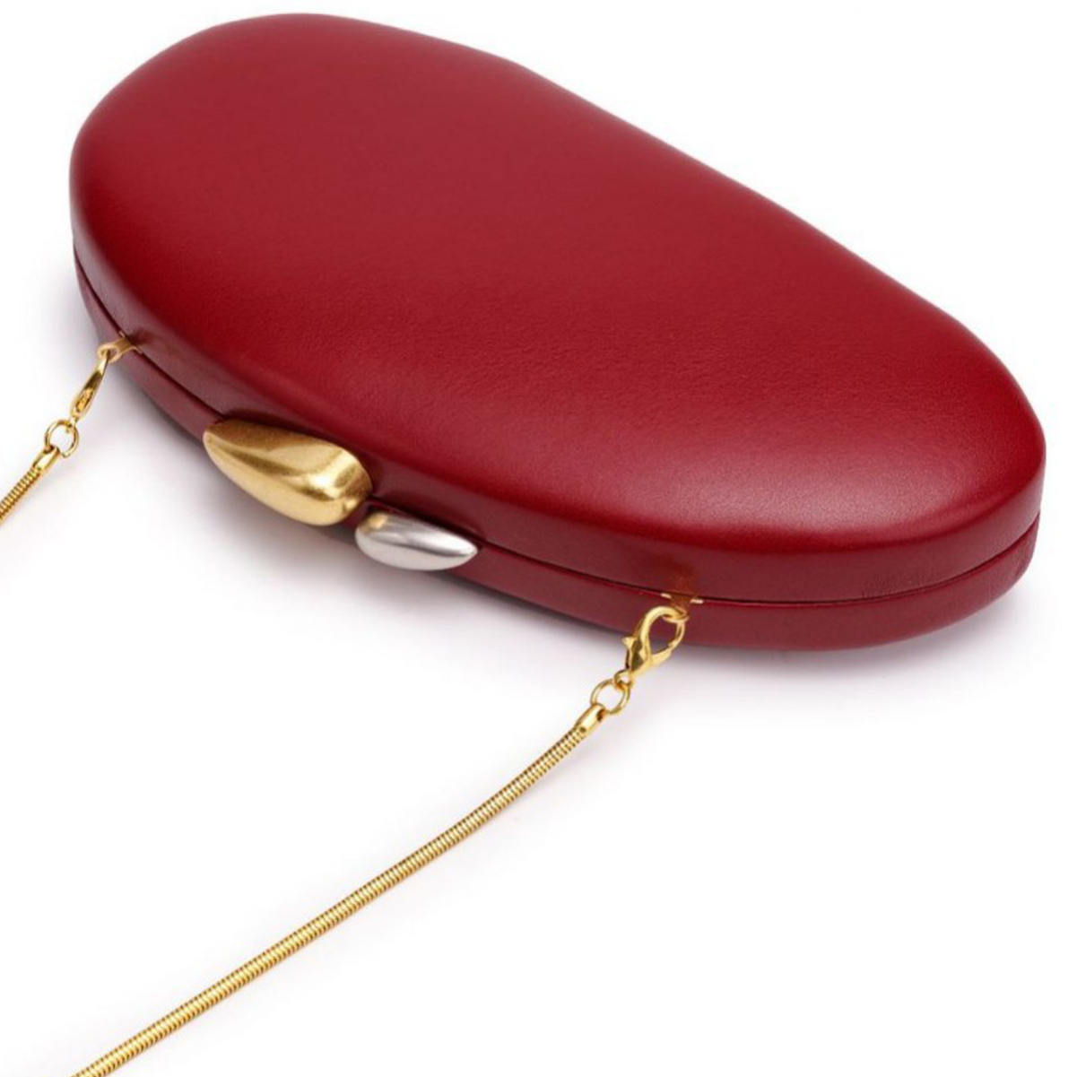 Designer Shell Shape Clutch Bag with Metallic Closure Chain Dinner Purse Women Evening Party Leather Shoulder Crossbody Handbag - Image 4