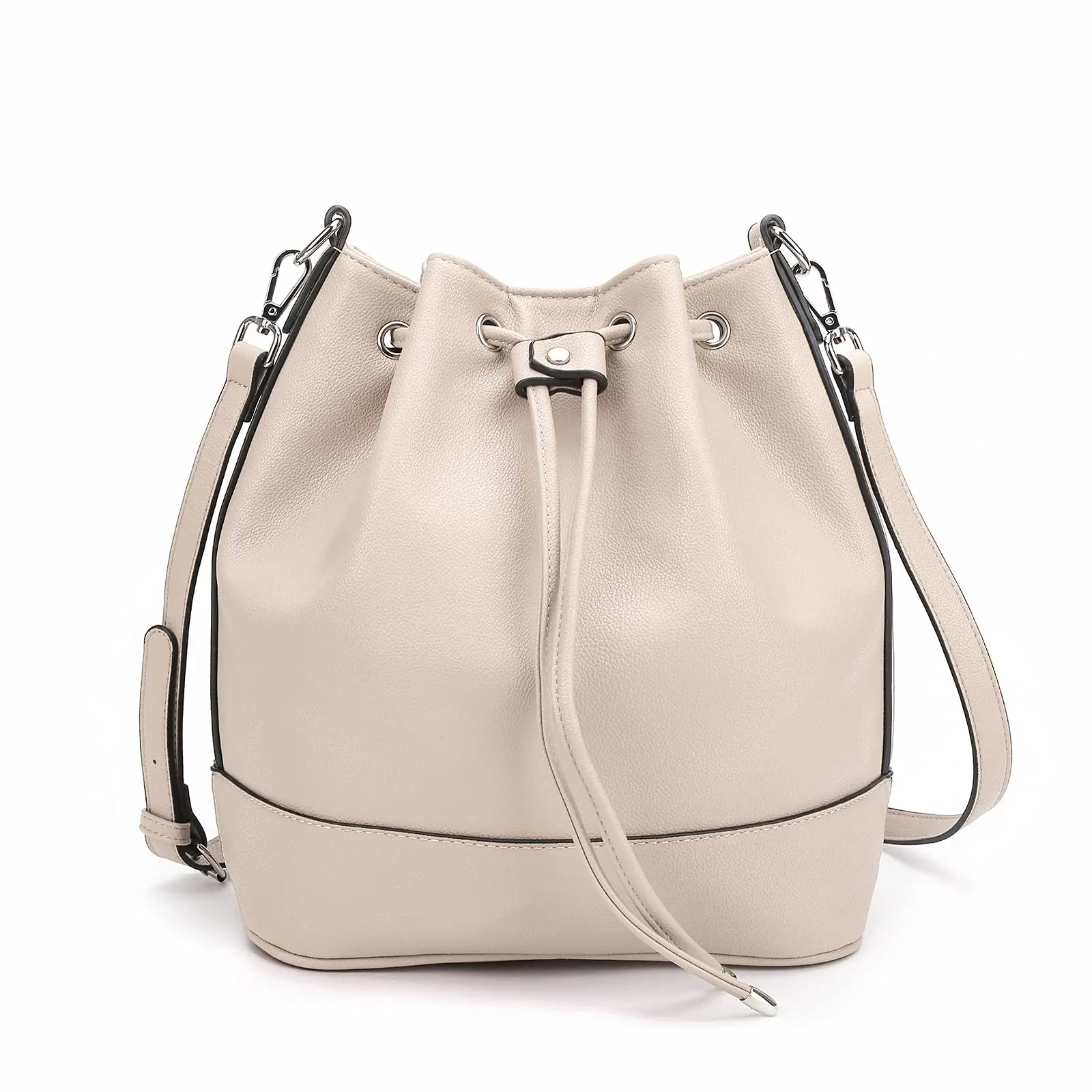 AFKOMST Leather Bucket Bags and Drawstring Crossbody Purse for Women Medium Tote and Hobo Handbags with 2 Shouder Straps