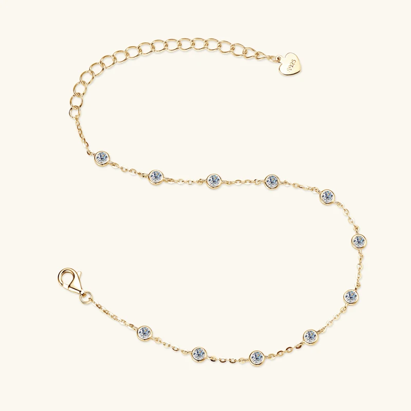 Lnngy 925 Sterling Silver Adjustable Bracelets Certified 2.5mm Bezel Moissanite Cuff Bracelet For Women Hand Chain Jewelry Gift - Image 3