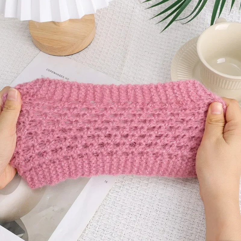 Wool Knitted Warm Headbands Women's Autumn Winter Wide Edge Headscarf Ladies Solid Soft Outdoor Windproof Hair Band Neckerchief - Image 5