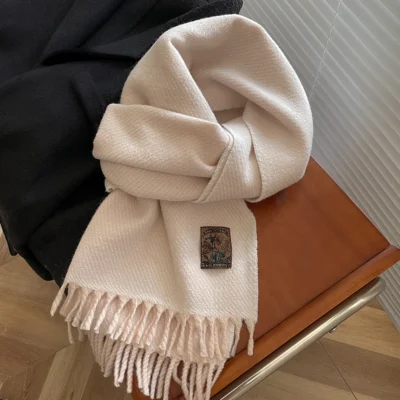 Women Latest Design Fashion Solid Imitation Cashmere Scarves Winter Warm Double Side Shawl Wraps Bufanda Tassel Blanket Scraf