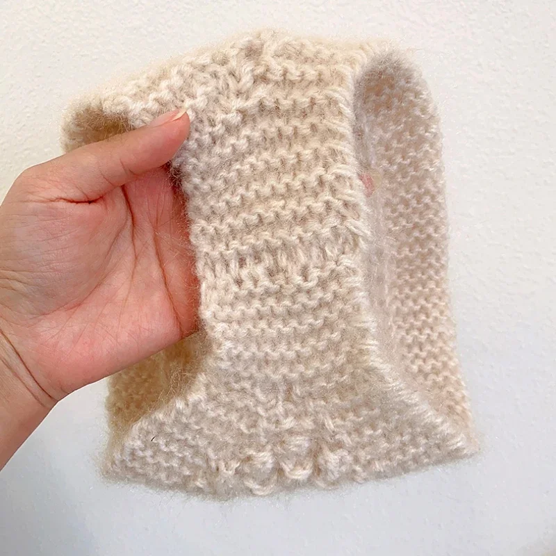 Wool Knitted Warm Headbands Women's Autumn Winter Wide Edge Headscarf Ladies Solid Soft Outdoor Windproof Hair Band Neckerchief - Image 6