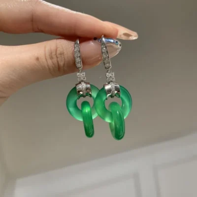 2025 new niche design good luck interlocking temperament earrings women's luxury high-end atmospheric double-ring earrings