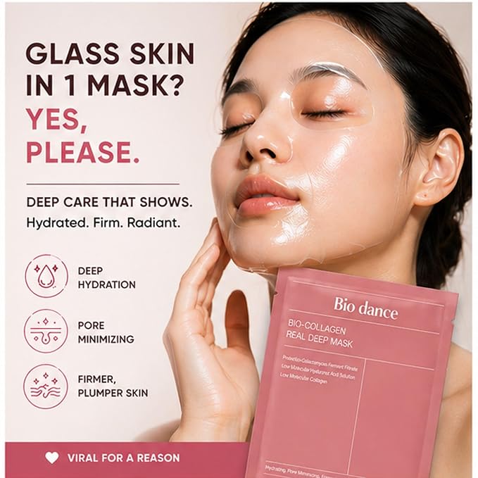 Bio Dance Korean Skincare Bio-Collagen Real Deep Mask, Hydrating, Pore Minimizing, Firming, with Hyaluronic Acid and Collagen, 34 g PACK of 5 - Image 3